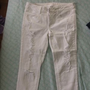 WORN ONCE distressed white crops